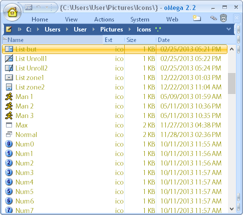 oMega Commander Features. Files table view